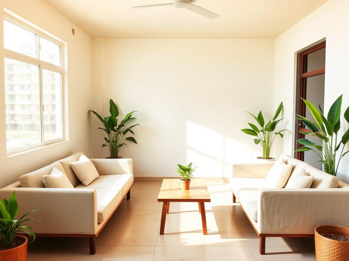 Common seating area at a men's PG accommodation in Ambattur, Chennai